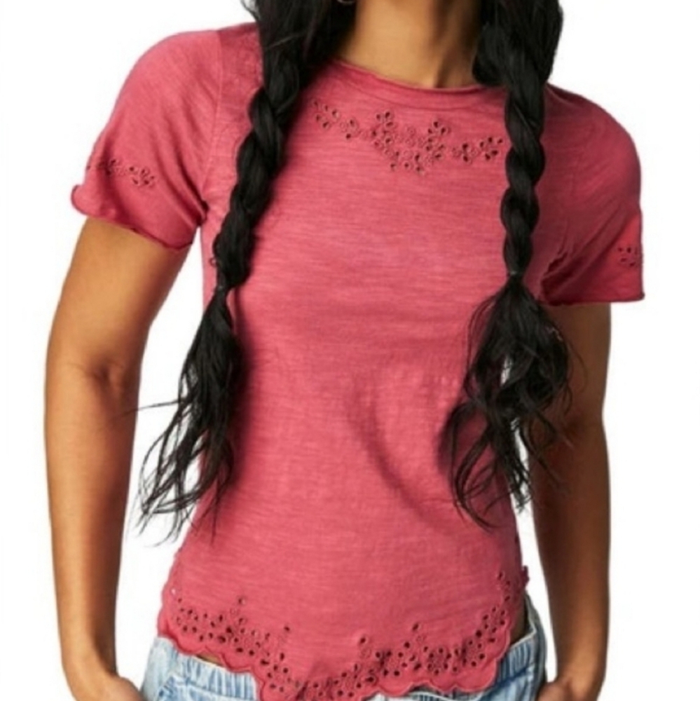 Free People Raspberry Twist Tshirt